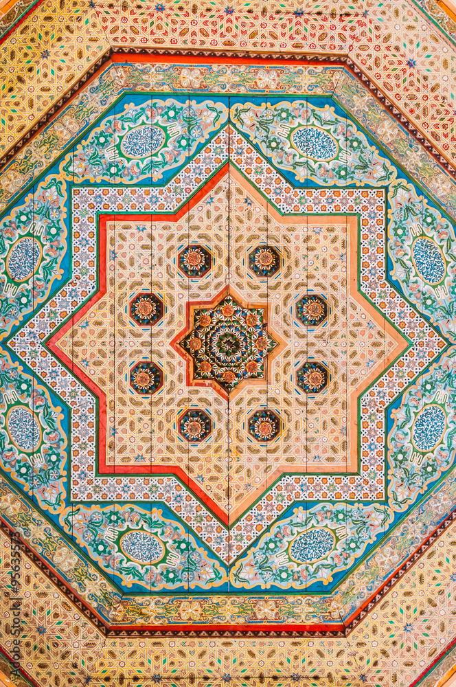 Moroccan wood ceiling painting