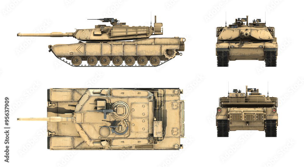3d render of American main battle tank M1A1 Abrams Stock Illustration |  Adobe Stock