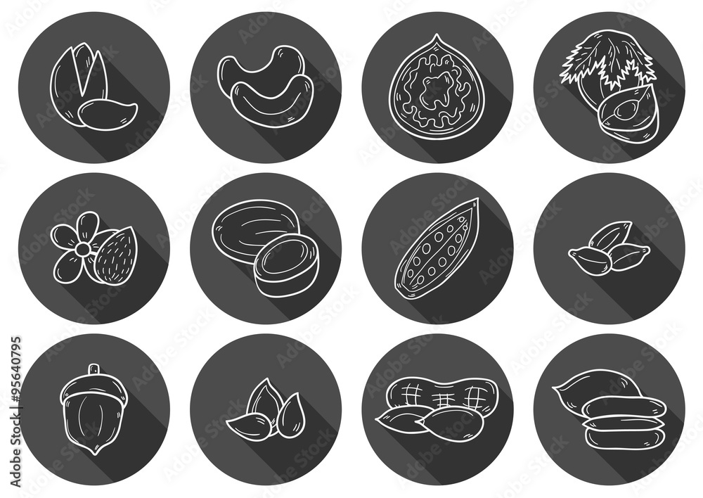 Hand drawn nuts icons