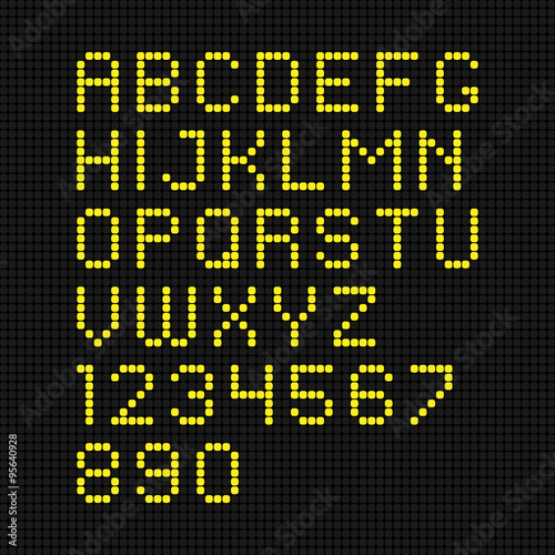 vector yellow digital led font