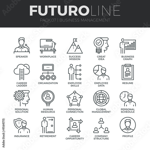 Business Management Futuro Line Icons Set