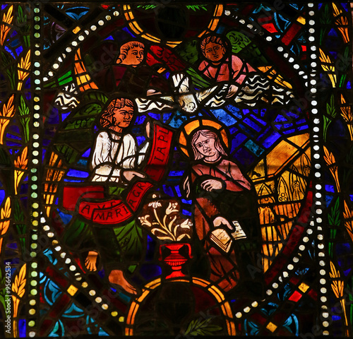 The Visitation - Stained Glass in Leon Cathedral photo