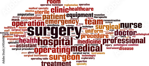 Surgery word cloud concept. Vector illustration