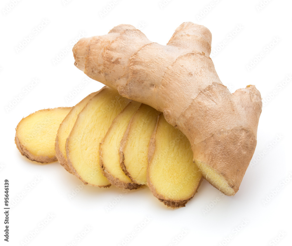 Fresh ginger root or rhizome isolated on white background cutout Fresh ginger root or rhizome isolated on white background cutout