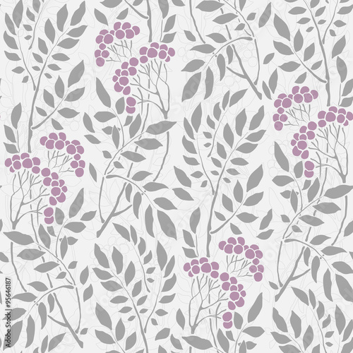 seamless Art Deco vintage pattern sprigs and berries