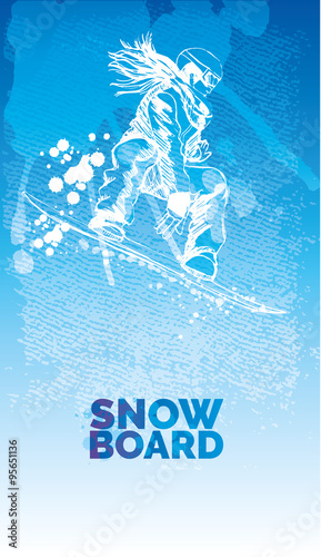 watercolor vector snowboarding girl