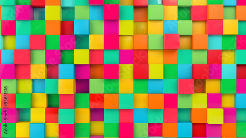 Colorful Cubes Wall