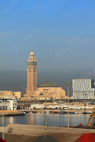 Sea port and Hasan's mosque. Casablanca, Morocco