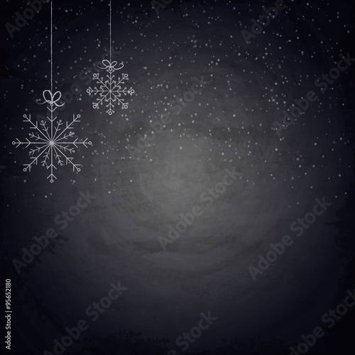 Christmas chalkboard background with snowflakes