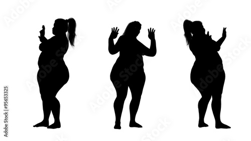 overweight fat woman silhouettes