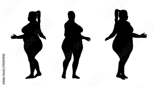 overweight fat woman silhouettes