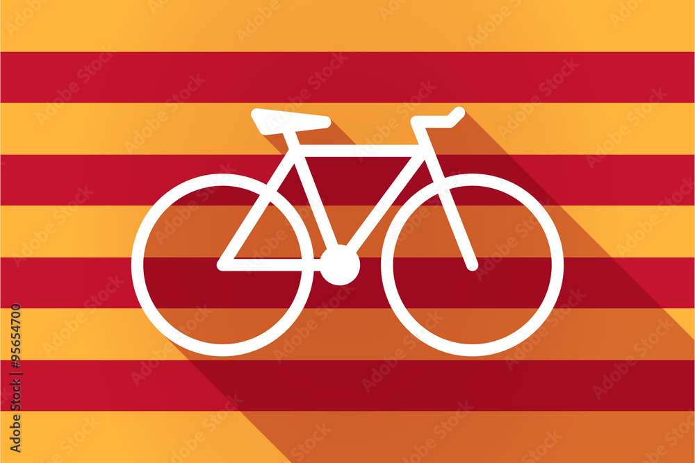 Fototapeta premium Long shadow Catalonia vector flag with a bicycle