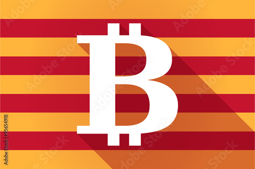 Long shadow Catalonia vector flag with a bit coin sign