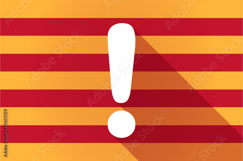 Long shadow Catalonia vector flag with an exclamarion sign