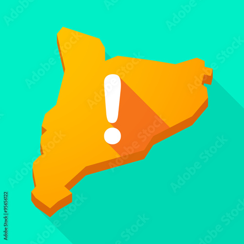 Catalonia long shadow vector icon map with an exclamarion sign