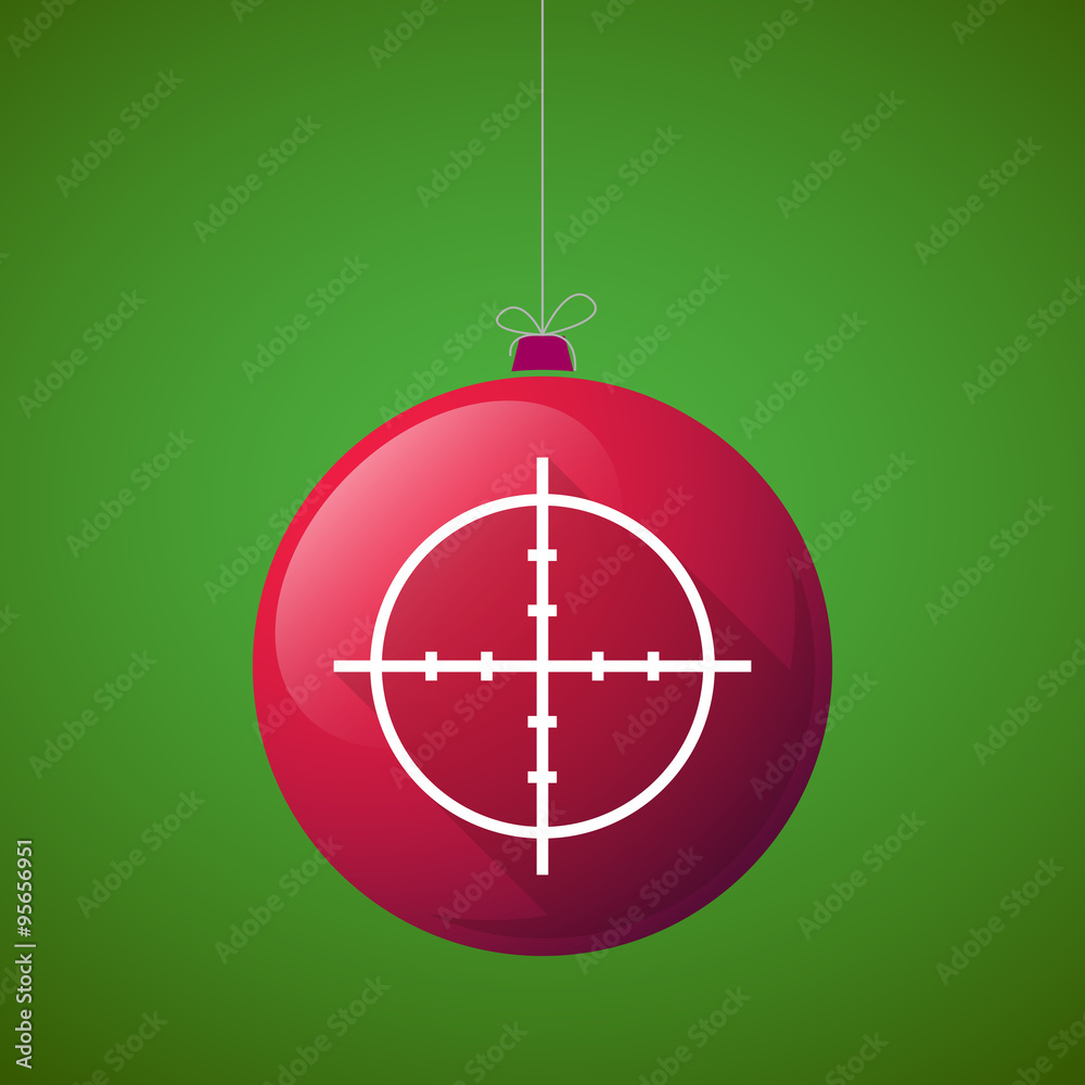 Long shadow vector christmas ball icon with a crosshair Long shadow vector christmas ball icon with a crosshair