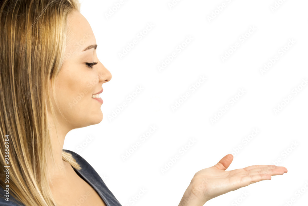 Beautiful Woman With His Open Hand Beautiful Woman With His Open Hand
