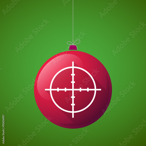 Long shadow vector christmas ball icon with a crosshair