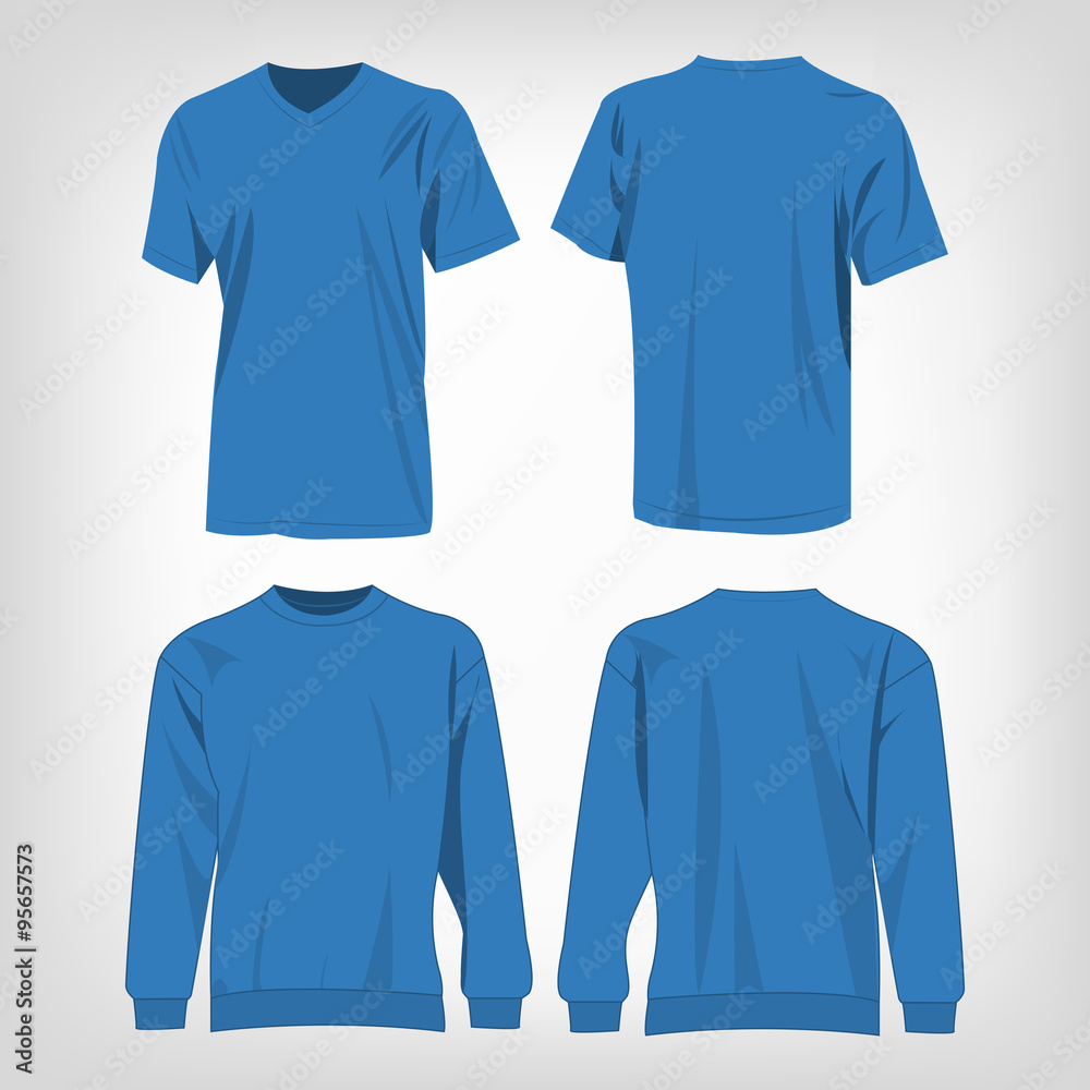 Sport light blue t-shirt and sweater isolated set vector Sport light blue t-shirt and sweater isolated set vector