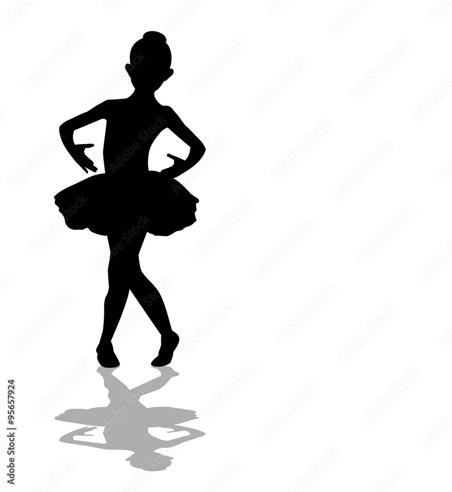 silhouette di ballerina bambina in tutù Stock Vector
