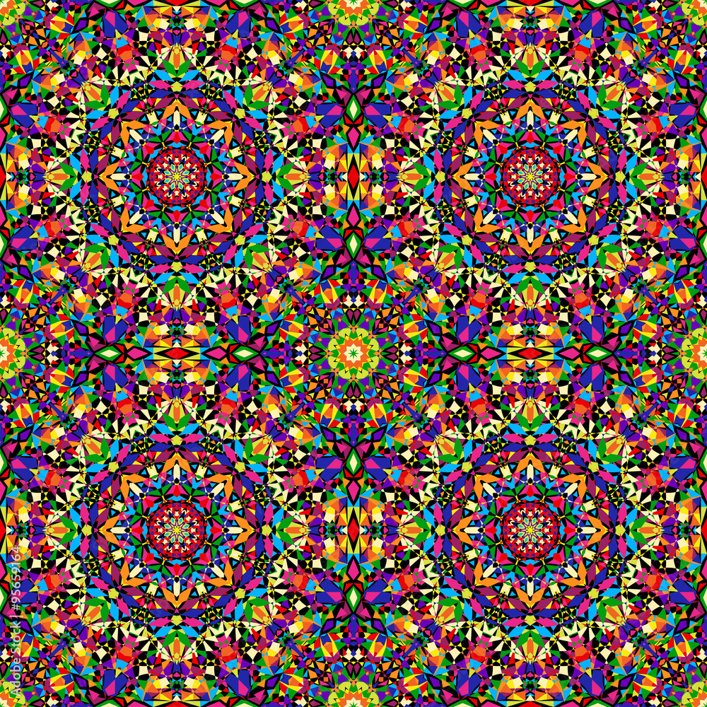 bright geometric seamless kaleidoscope pattern
