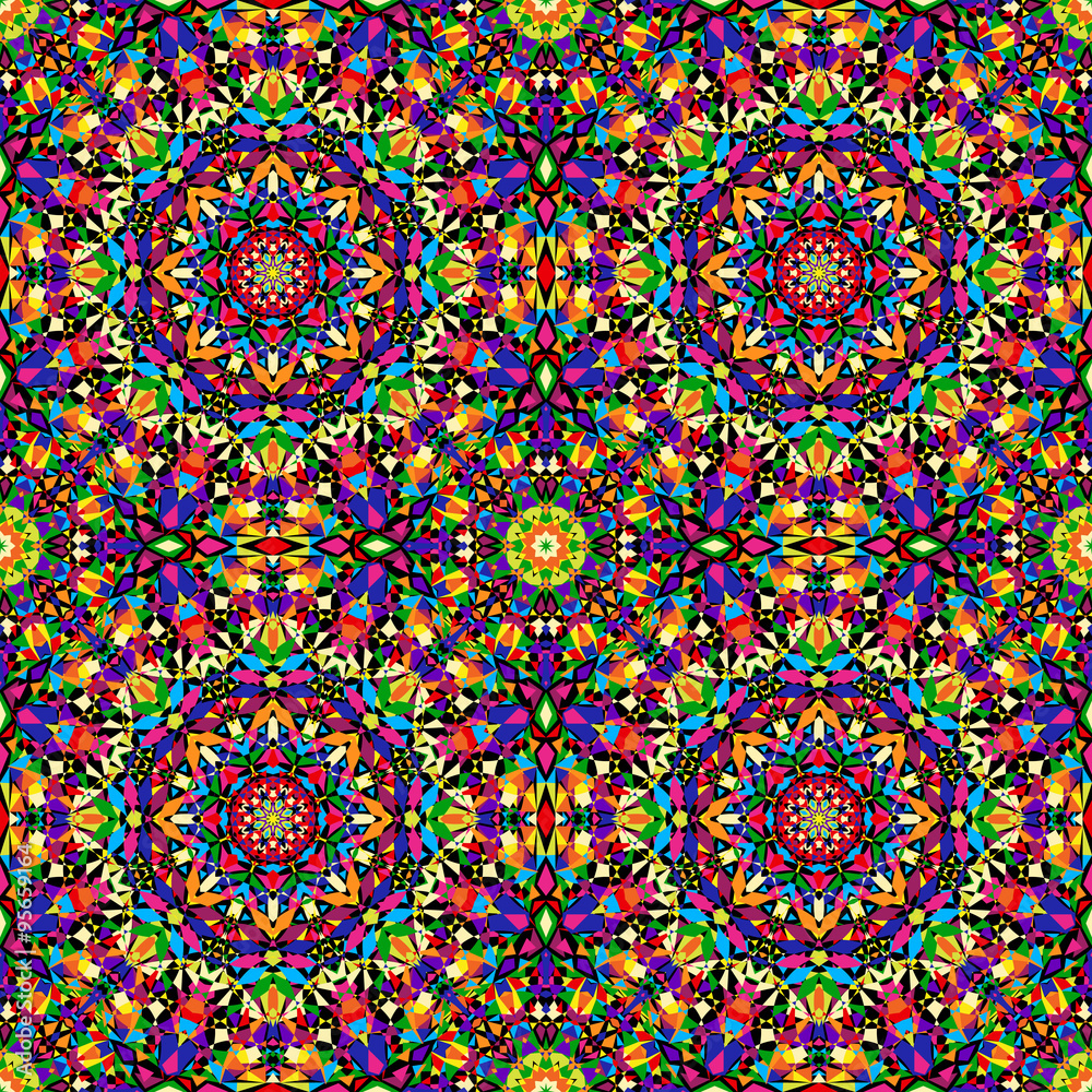 bright geometric seamless kaleidoscope pattern