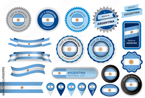 Made in Argentina Seal, Argentinian Flag (Vector Art)