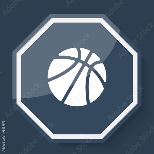 White Basketball icon on plum blue web app button