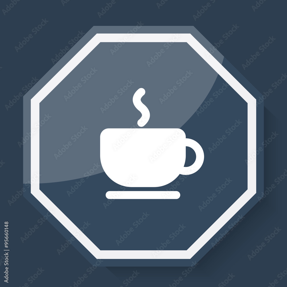 White Coffee icon on plum blue web app button White Coffee icon on plum blue web app button