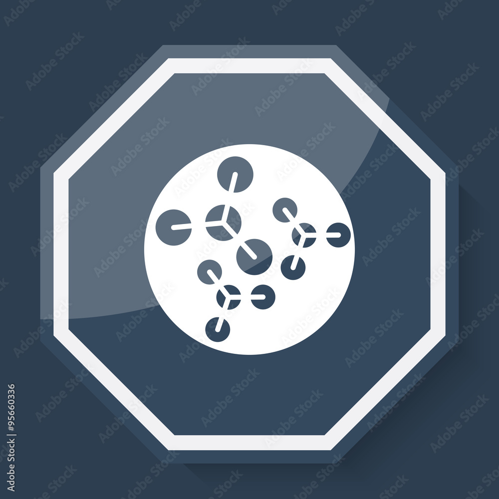White Molecules icon on plum blue web app button