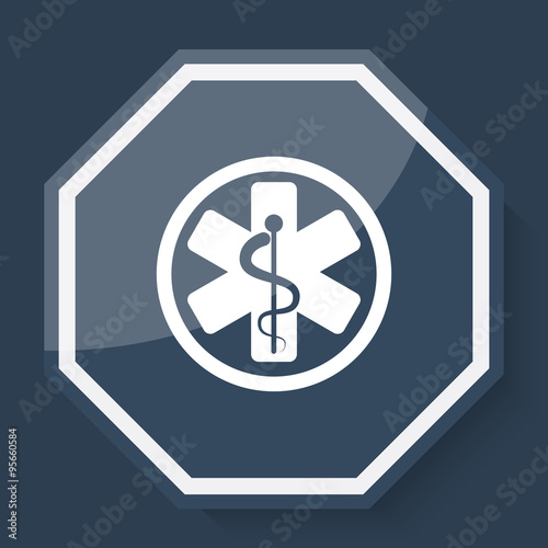 White Medical  icon on plum blue web app button