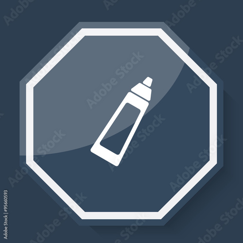White Baby Bottle icon on plum blue web app button