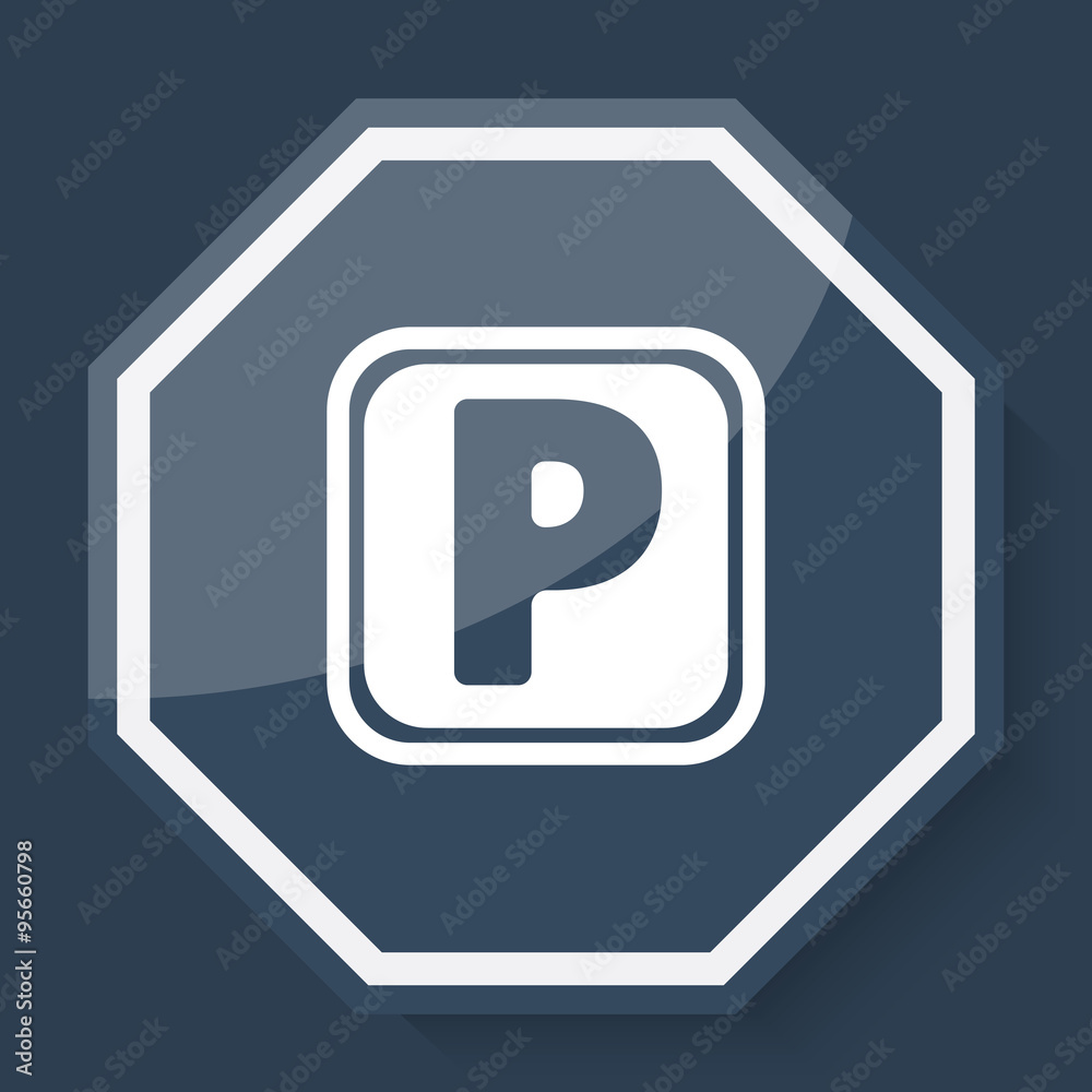 White Parking icon on plum blue web app button White Parking icon on plum blue web app button