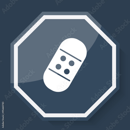 White Adhesive bandage icon on plum blue web app button