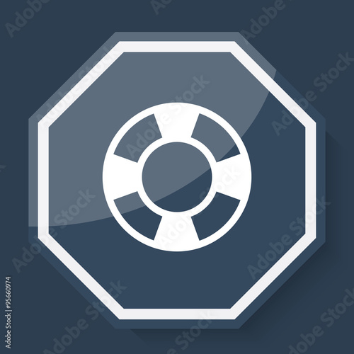 White Life Buoy icon on plum blue web app button