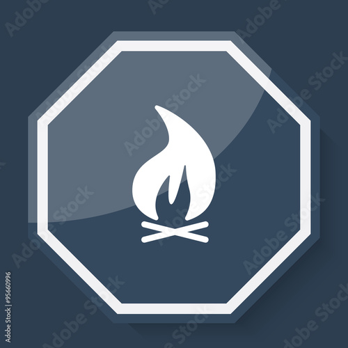 White Bonfire icon on plum blue web app button