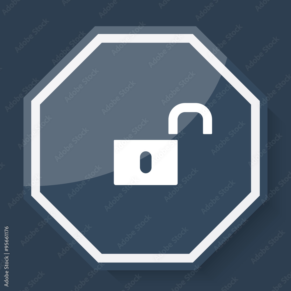White Unlock icon on plum blue web app button White Unlock icon on plum blue web app button