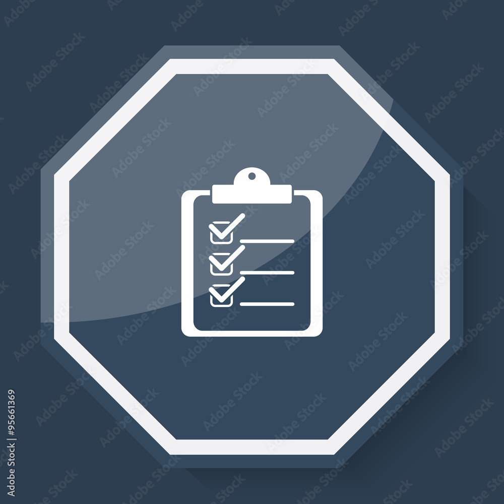 White Clipboard Checklist icon on plum blue web app button White Clipboard Checklist icon on plum blue web app button