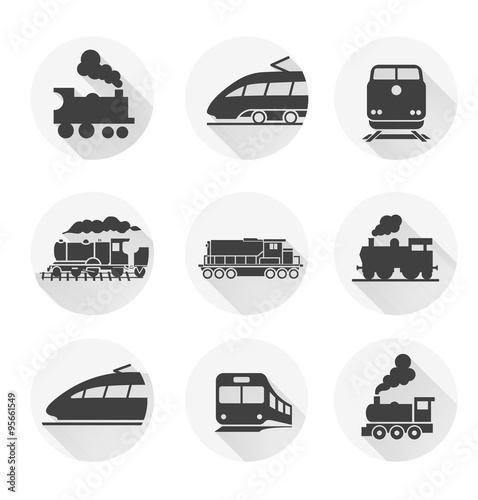 Round train icon on white background. Vector elements