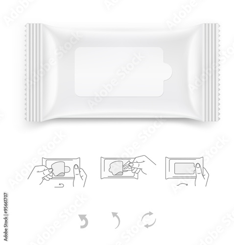 Wet wipes packing isolated on white background. Vector illustration