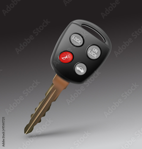 Car key on black background. Vector illustration