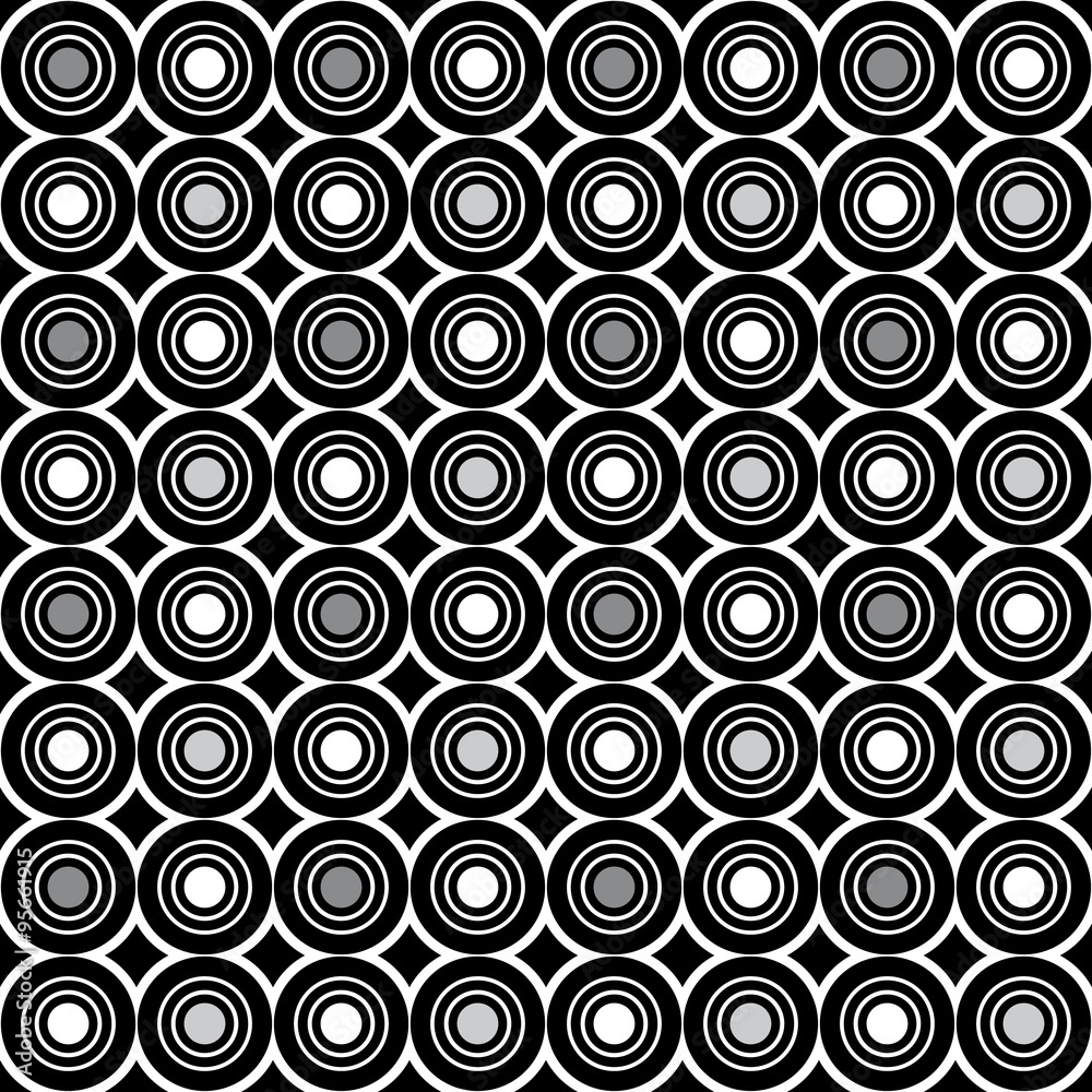 Geometric pattern with black white and grey circles