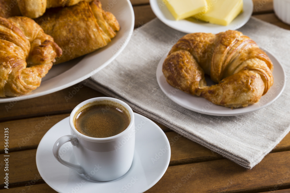 French croissants and coffee