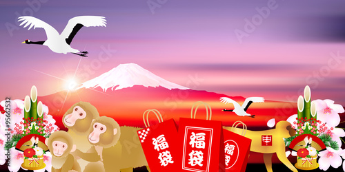 申　富士山　初売り　背景