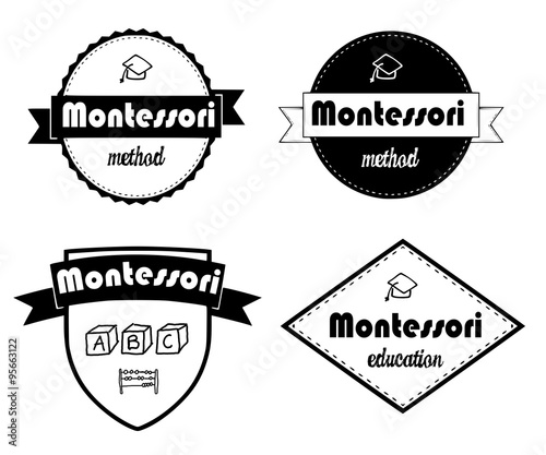 Retro tags for Montessori education and method.