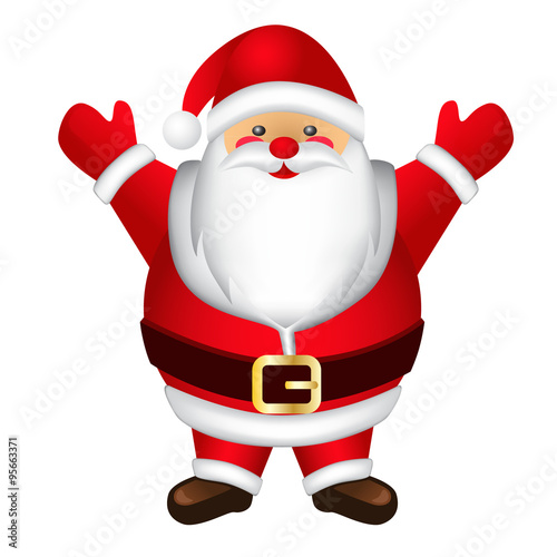 Cheerful, happy, fat Santa Claus. Vector image.
