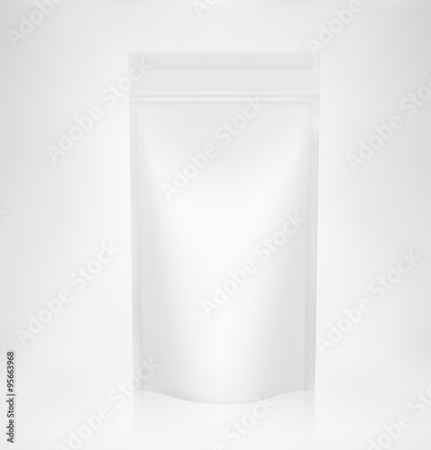 Stand up pouch packaging with zipper. Template for your design.