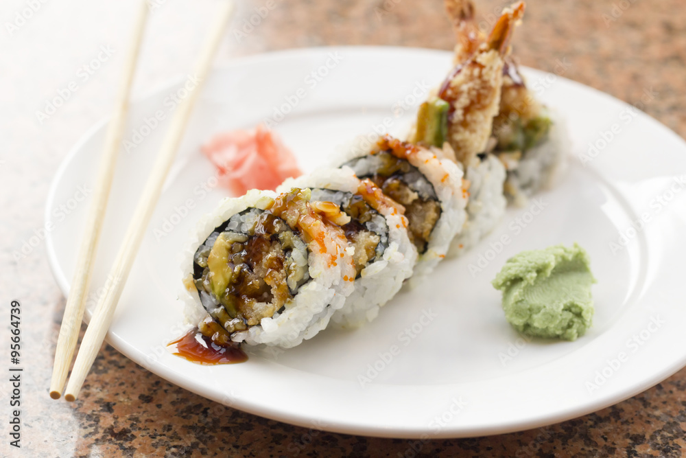 Shrimp Tempura Avocado Sushi Roll