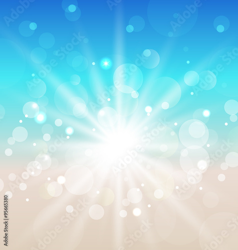 Summer beach background with sunlight