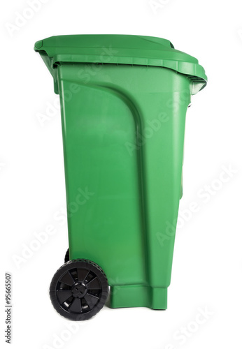 Green Compost and Recycle Bin Isolated on White photo